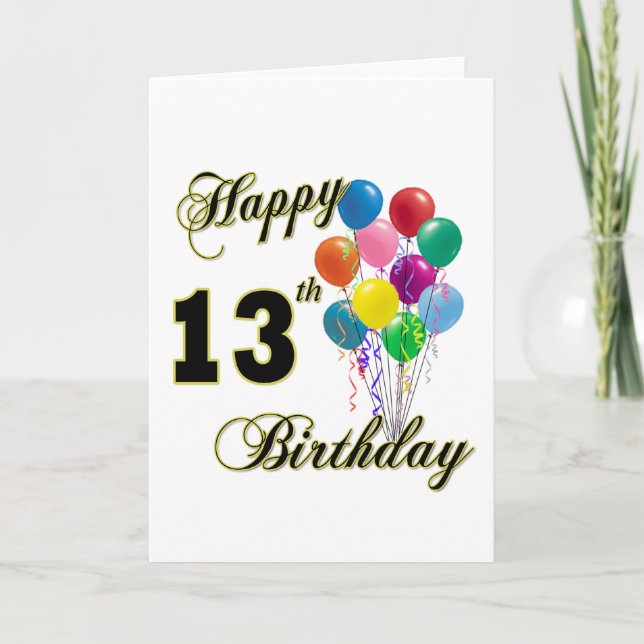 Happy 13th Birthday Gifts and Birthday Apparel Card (Front)