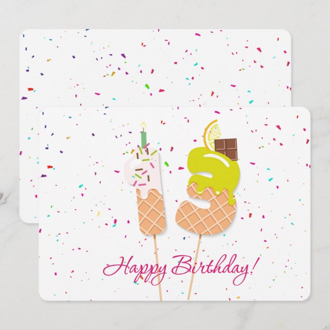 Happy 13th Birthday Holiday Card (Front/Back)