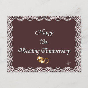 Happy 13th. Wedding Anniversary Lace Postcard