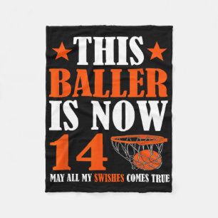 Happy 14th Birthday 14 Year Old Bysketbyll 14th Bi Fleece Blanket