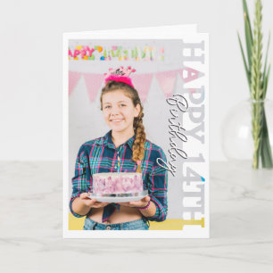 Happy 14th Birthday Photo college Card