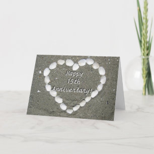 Happy 15th Anniversary Seashell heart card