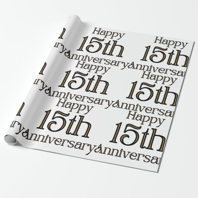 Happy 15th Anniversary Wrapping Paper (Unrolled)
