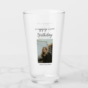 Happy 15th birthday add name photo text modern glass