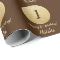 Happy 15th Birthday Brown and Gold Glitter