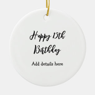 Happy 15th birthday name quinceanera details simpl ceramic tree decoration