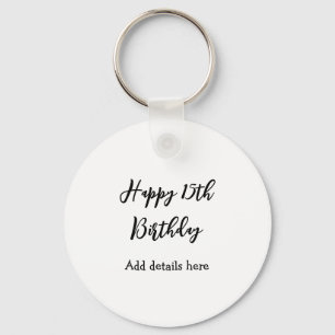 Happy 15th birthday name quinceanera details simpl key ring