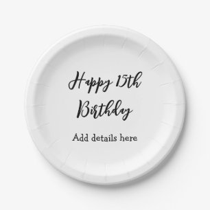Happy 15th birthday name quinceanera details simpl paper plate