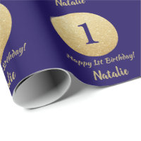 Happy 15th Birthday Navy Blue and Gold Glitter