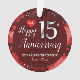 Happy 15th Wedding Anniversary Ornament