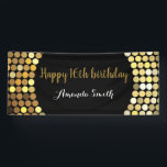 Happy 16th Birthday Banner Black and Gold Glitter<br><div class="desc">Happy 16th Birthday Banner for women or man. Black and Gold Glitter Birthday Party Banner. Gold Glitter Confetti. Black and White Stripes. Printable Digital. For further customisation,  please click the "Customise it" button and use our design tool to modify this template.</div>
