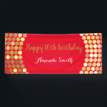 Happy 16th Birthday Banner Red Gold Glitter<br><div class="desc">Happy 16th Birthday Banner for women or man. Red and Gold Glitter Birthday Party Banner. Gold Glitter Confetti. Black and White Stripes. Printable Digital. For further customisation,  please click the "Customise it" button and use our design tool to modify this template.</div>