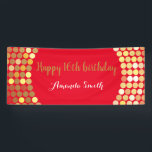 Happy 16th Birthday Banner Red Gold Glitter<br><div class="desc">Happy 16th Birthday Banner for women or man. Red and Gold Glitter Birthday Party Banner. Gold Glitter Confetti. Black and White Stripes. Printable Digital. For further customisation,  please click the "Customise it" button and use our design tool to modify this template.</div>