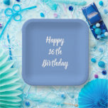 Happy 16th Birthday Cornflower Blue Custom Party Paper Plate<br><div class="desc">Designed with text template for "Happy 16th Birthday" message which you can customise! You may also change the background colour as you like.</div>