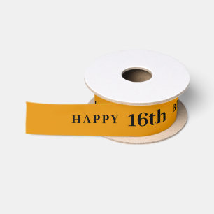 Happy 16th Birthday   Daffodil Yellow Colour  Satin Ribbon