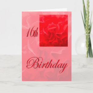 Happy 16th Birthday Dianthus Red Flower Card