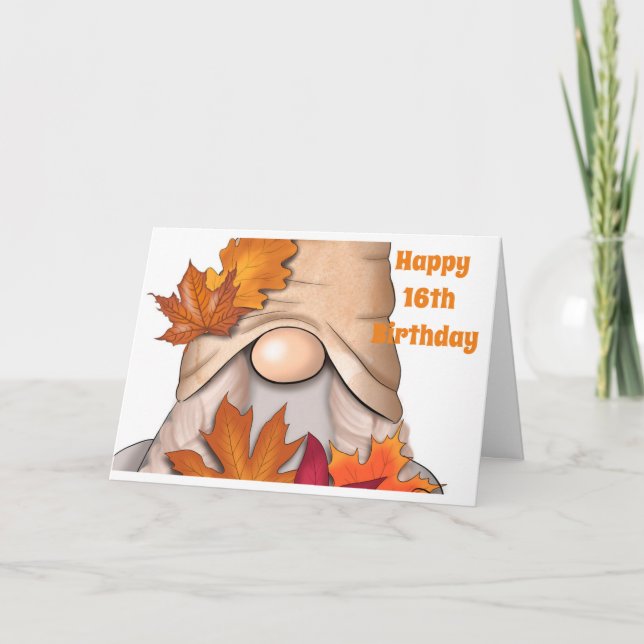 HAPPY **16th BIRTHDAY** FROM CUTE GNOME Card (Front)