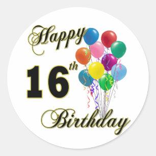 Happy 16th Birthday Gifts and Birthday Apparel Classic Round Sticker