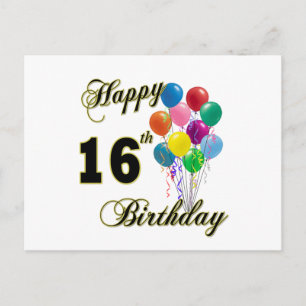 Happy 16th Birthday Gifts and Birthday Apparel Postcard