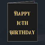 Happy 16th Birthday Gold Yellow Sixteen Custom Age Card<br><div class="desc">Designed with golden yellow text template for "Happy Sixteenth Birthday" message which you may edit to customise and also custom colour background!</div>