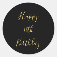 Happy 16th Birthday Golden Yellow Black Custom Age
