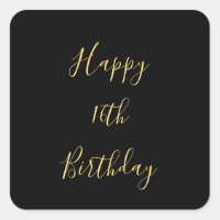 Happy 16th Birthday Golden Yellow Black Custom Age