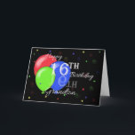 Happy 16th Birthday Grandson Card<br><div class="desc">A birthday card for a Grandson's 16th birthday with a black background,  a blue,  red and green balloon and scattered swirls and stars.</div>