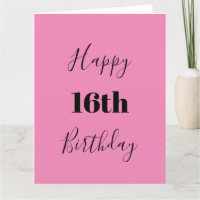 Happy 16th Birthday Pink Black Custom Age Colour