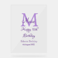 Happy 16th Birthday purple add name monogram moder