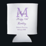Happy 16th Birthday purple add name monogram moder Can Cooler<br><div class="desc">beautiful design</div>