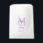 Happy 16th Birthday purple add name monogram moder Favour Bags<br><div class="desc">beautiful design</div>