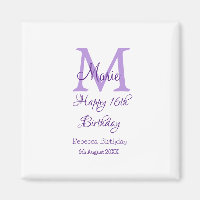 Happy 16th Birthday purple add name monogram moder