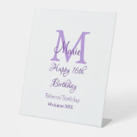 Happy 16th Birthday purple add name monogram moder