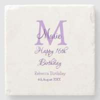 Happy 16th Birthday purple add name monogram moder