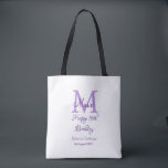 Happy 16th Birthday purple add name monogram moder Tote Bag<br><div class="desc">beautiful design</div>