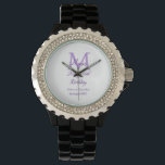 Happy 16th Birthday purple add name monogram moder Watch<br><div class="desc">beautiful design</div>