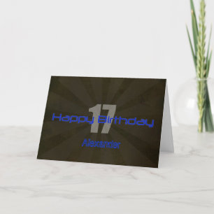 Happy 17th Birthday Black and Grey Teen Card