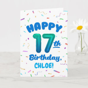 Happy 17th Birthday Card with Custom Name