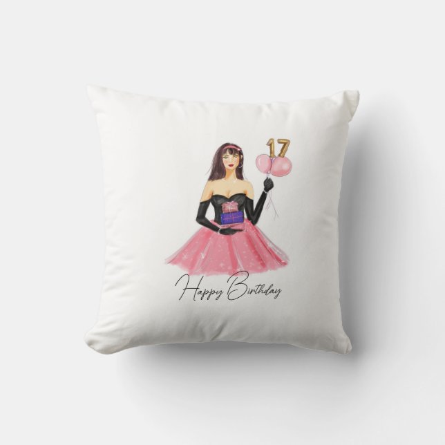 Happy 17th birthday  cushion (Front)