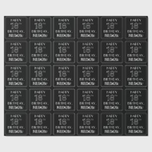 HAPPY 18TH BIRTHDAY; Art Deco Style w/ Custom Name Wrapping Paper