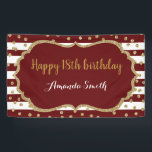 Happy 18th Birthday Banner Burgundy Gold Glitter<br><div class="desc">Happy 18th Birthday Banner for women or man. Burgundy and Gold Birthday Party Banner. Gold Glitter Confetti. Burgundy and White Stripes. Printable Digital. For further customisation,  please click the "Customise it" button and use our design tool to modify this template.</div>