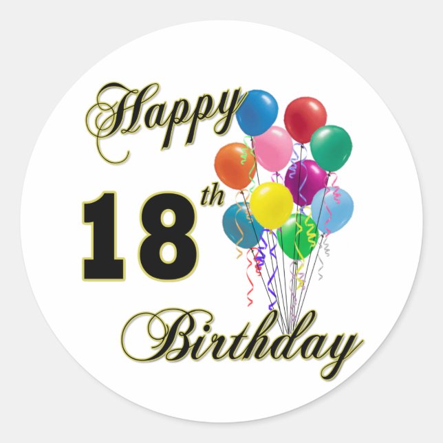Happy 18th Birthday Gifts Classic Round Sticker (Front)