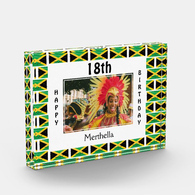 Happy 18th Birthday JAMAICA FLAG Photo Block (Left)