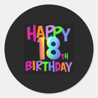 HAPPY 18TH BIRTHDAY MULTI COLOUR CLASSIC ROUND STICKER