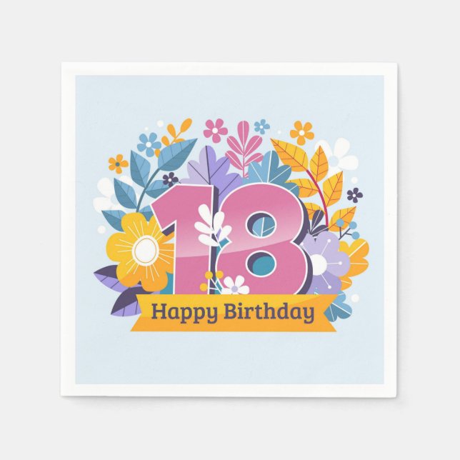 Happy 18th Birthday Napkin (Front)
