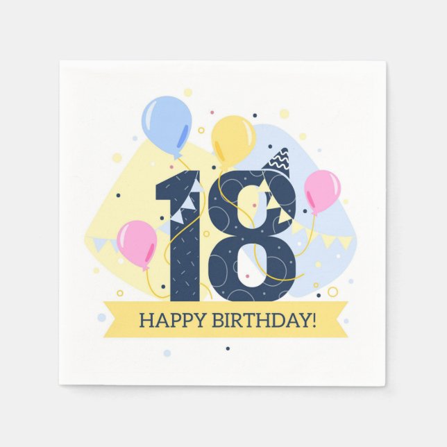 Happy 18th Birthday Napkin (Front)
