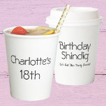 Happy 18th Birthday Party Name Black & White Girly Paper Cups<br><div class="desc">Your daughter will love these girly black and white 18th birthday party paper cups. Let's get this party started! To edit the text click on the personalise button. Remember to edit both sides.</div>