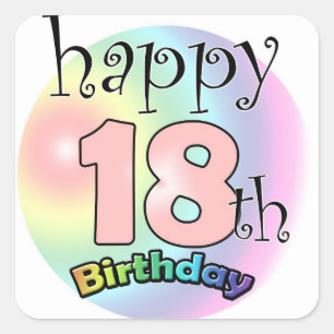 Happy 18th Birthday (pink) Square Sticker