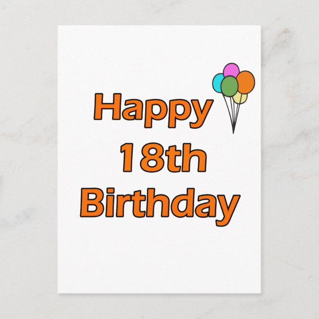 Happy 18th Birthday Postcard (Front)
