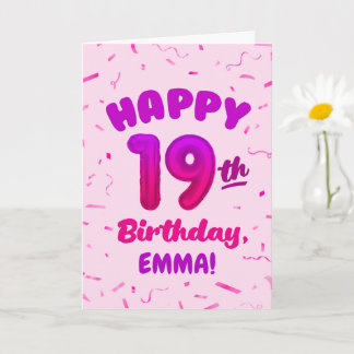 Happy 19th Birthday Card with Custom Name